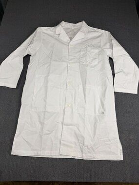 WonderWink Womens XL White Lab Coat 3/4 Sleeve Button Front NWOT